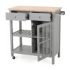 Aidah - Contemporary Kitchen Cart With Wheels - Gray - Image 6