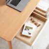 Computer Desk Large Size Office Desk With 2 Drawers, Modern Simple Style PC Table With Gap Design For Home Office - White / Gray - Image 5