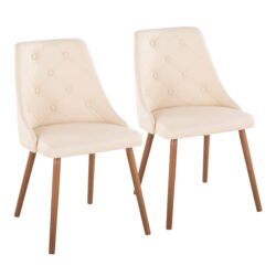 Giovanni - Contemporary Dining Chair (Set of 2) - Walnut / Cream
