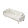 Corduroy Foldable Double Sofa Bed With Folding Armrests For Living Rooms And Small Spaces - White - Image 14