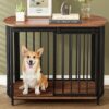 Furniture Style Dog Crate For Small And Medium Dogs, Wooden Cage Indoor Kennel Furniture, Modern Dog Crate End Table With Double Doors - Brown - Image 8