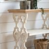 Distressed Wood Shelf Tray, French Country Console Table - Brown / Antique White - Image 7
