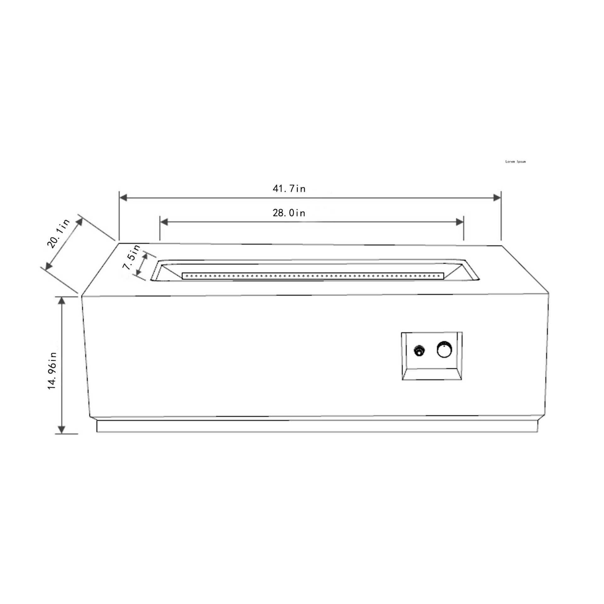 42" Propane Gas Fire Pit Table, 50000 Btu Rectangular Steel Fire Pit With Glass Wind Guard For Outside Patio Deck Garden Courtyard - Gray - Image 3