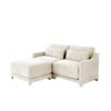 Elegant 2 Seater Sofa With Ottoman Lumbar Pillows Ergonomic Design Chenille Wood Frame - Beige - Image 15