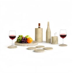 Luxury Natural Marble Dining Room Accessories Set, Genuine Marble, 10 Piece Set - Glod Yellow Beige