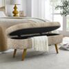 Ottoman Oval Storage Bench With Rubber Wood Legs Fabric - Brown - Image 7
