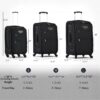 Softside Luggage Expandable 3 Piece Set Suitcase Upright Spinner Softshell Lightweight Luggage Travel Set - Black - Image 4