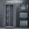 Metal Storage Cabinets, Cleaning Tool Cabinet With Locking Door, Tall Broom Tool Organizer And Storage, Large Storage Cabinet For Kitchen - Gray - Image 3
