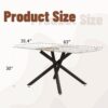 Luxurious Marble Patterned Tempered Glass Dining Table - White / Black - Image 3