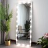 Hollywood - Full Length Mirror With Lights Full Body Vanity Mirror With 3 Color Modes Lighted Standing Floor Mirror For Dressing Room Bedroom Wall Mounted Touch Control - Silver - Image 9