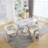 Contemporary Designed Velvet Fabric Upholstered Accent / Dining Chair Teddy Armchair (Set of 2) - Beige - Image 14