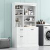 Bathroom Storage Cabinet With Tilt Out Hamper, Tall Free Standing Organizer With Drawers & Adjustable Shelves, Linen Tower With Steel Handles - White - Image 2