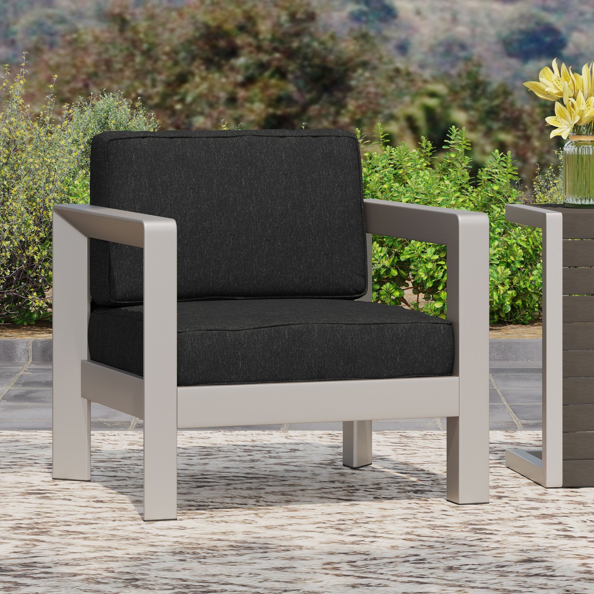Aviara - Luxurious Outdoor Club Chair Low Profile Deep Seating - Silver - Image 5