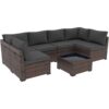 14 Pack Cushion Covers For 7 Piece Wicker Rattan Sectional Sofa (6 Seater), Outdoor Seat And Back Slipcovers With Zippers - Gray - Image 3