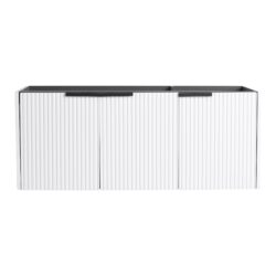 Contemporary Wall Mounted Bathroom Vanity With 3 Soft Close Doors - White