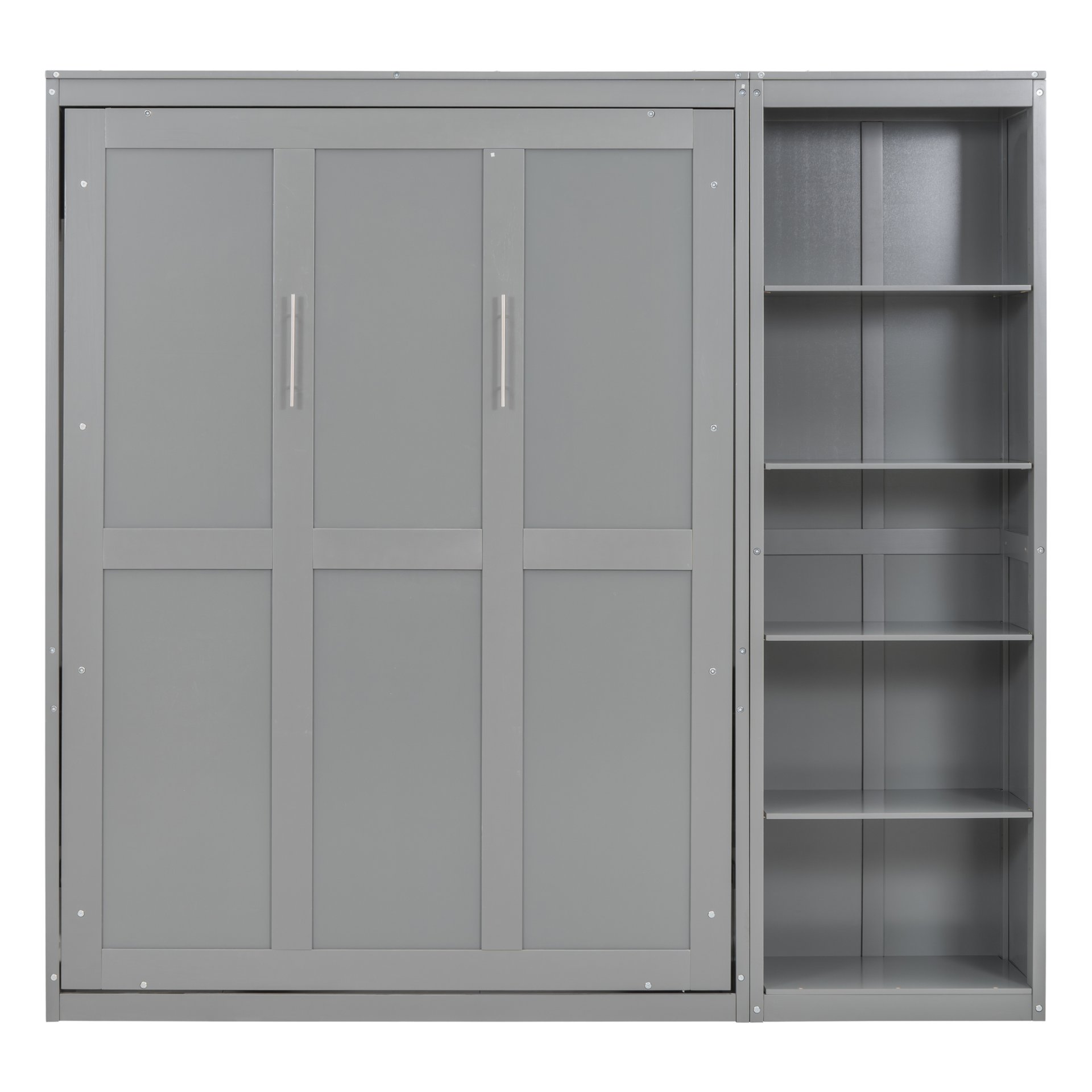 Full Size Murphy Wall Bed With Shelves - Gray - Image 8