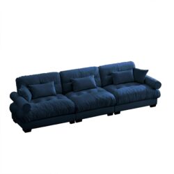 Modern 3 Seat Extra Large Sofa With Pillows Cloud Like Comfort - Blue