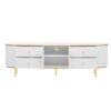 Modern TV Stand For TVs Up To 80", Entertainment Center With 4 Drawers And 1 Cabinet, Wood TV Console Table With And Handles For Living Room - White - Image 12