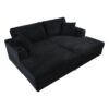 Oversized Loveseat Chaise Lounge Sectional Sofa Bed Corduroy Sleeper Sofa With 2 USB Ports, 2 Cup Holders And 2 Throw Pillows For Living Room And Bedroom - Black - Image 11