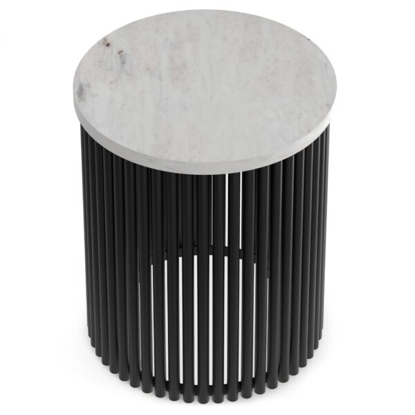 Demy - Metal Accent Table - White Marble / Black