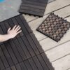 Acacia Hardwood Interlocking Deck Tiles, Striped Pattern - Dark Brown - Image 8