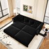 3 In 1 Pull Out Sofa Bed, King Size Sofa Bed, 3 Seater Sofa With Movable Ottoman, Tufted Design, Suitable For Living Rooms - Black - Image 2