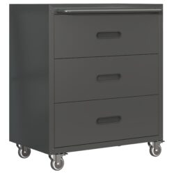 Heavy Duty Metal Storage Cabinet With Wheels 3 Drawer Tool Cabinet For Garage, Office, And Home Organizer Solutions - Brushed Nickel