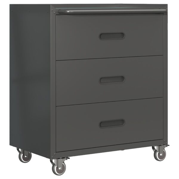 Heavy Duty Metal Storage Cabinet With Wheels 3 Drawer Tool Cabinet For Garage, Office, And Home Organizer Solutions - Brushed Nickel