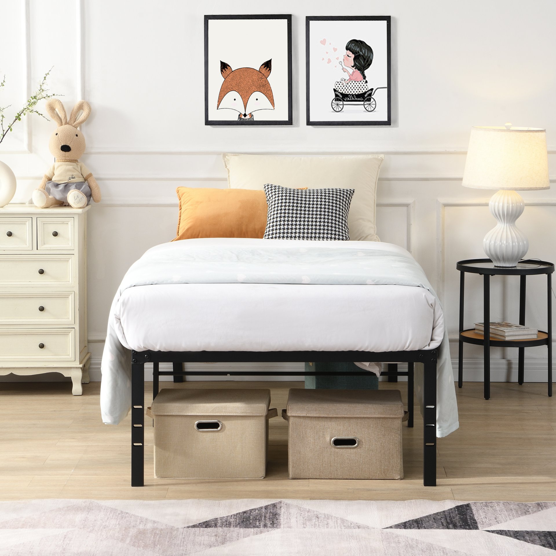 Twin Size Bed Frame With Quiet Support - Black - Image 5