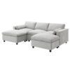 Modular Sectional With Storage Pockets, 5 Seat U Shaped Couch Set With Pillows, Free Combination Modern Cloud Sofa With 2 Movable Ottoman - Medium Gray - Image 4