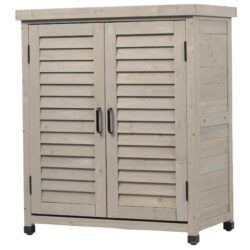 Potting - Bench With Storage Cabinet And Metal Table Top For Outdoor Patio, Garden Furniture Workstation - Gray