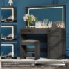 Makeup Vanity Table, Makeup Table With Large Mirror And LED Light Strip, Brightness Adjustable, Dressing Table Desk With 3 Drawers, Vanity Desk For Women (With Stool) - Black - Image 2
