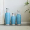Desktop Vase, Classic And Neat Floor Vase, High Independent Flower Stand, Home Decoration Flower Stand (Set of 3) - White / Blue - Image 4