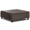 Harrison - Large Square Coffee Table Storage Ottoman - Distressed Brown - Image 7