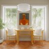 Farmhouse Modern Dining Corner Chairs (Set of 2) With Handwoven Rattan Backrests And Solid Wood Legs - Natural / White - Image 4