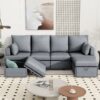 Modern U Shape Modular Sofa, 6 Seat Chenile Sectional Couch Set With 2 Pilows Included, Freely Combinable Indoor Funiture For Living Room, Apartment, Office - Light Gray - Image 10