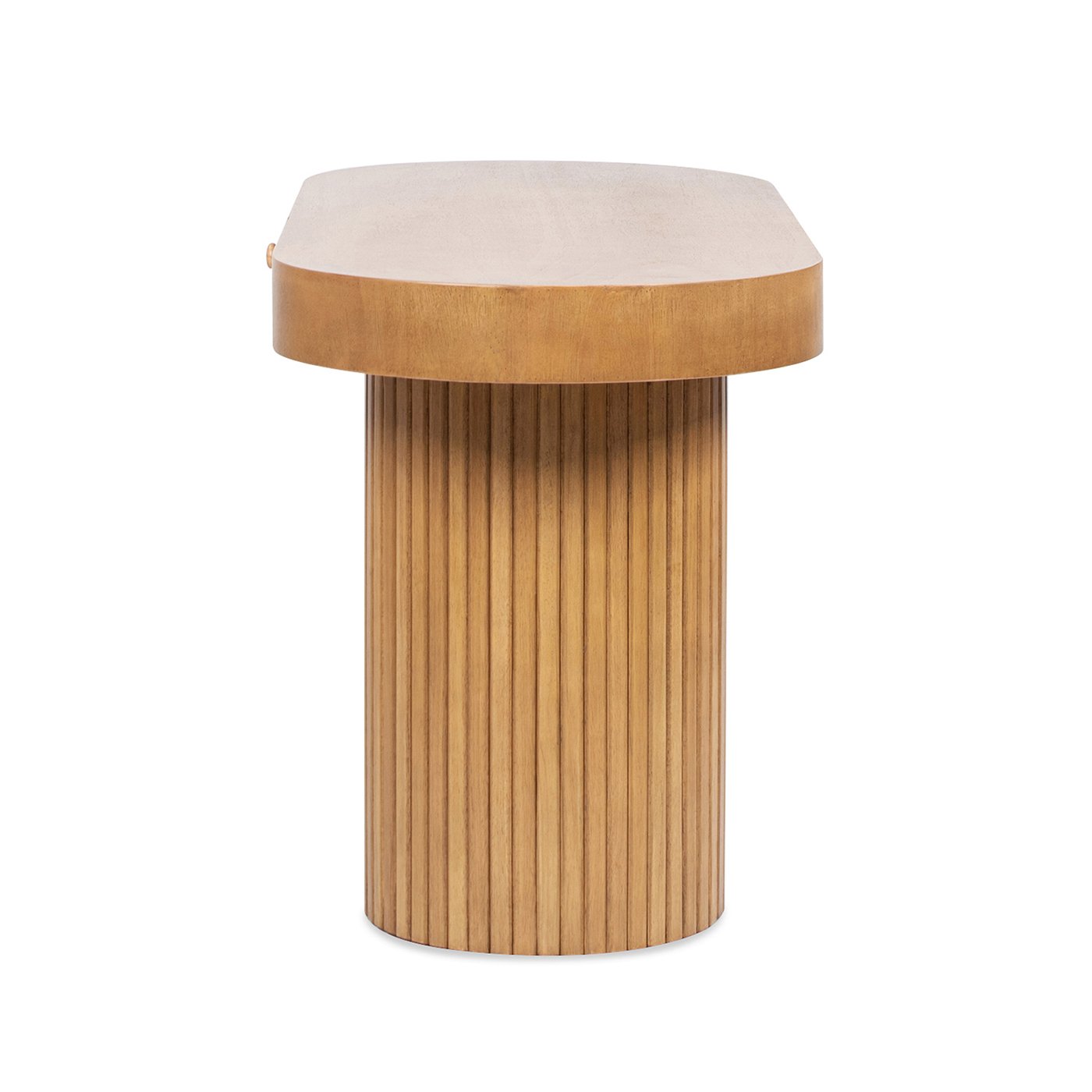 Jesse - Single Drawer Fluted Oval Console Desk - Honey Brown - Image 6