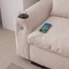 Modern Modular L Shaped Chenille Sofa Couch Reversible Ottoman With Storage Removable And Washable Cushions Sofa With USB Ports & Cup Holder For Living Room - Beige - Image 10