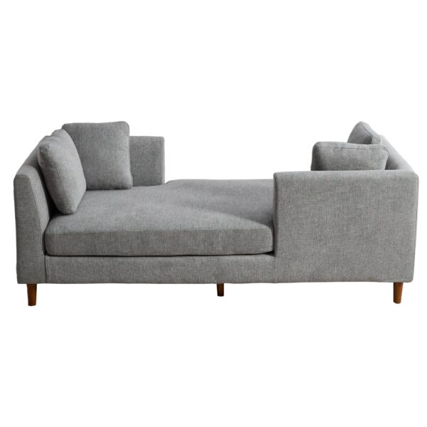 Wide Modern Double Sided Upholstered Chaise Lounge And 4 Throw Pillows - Gray