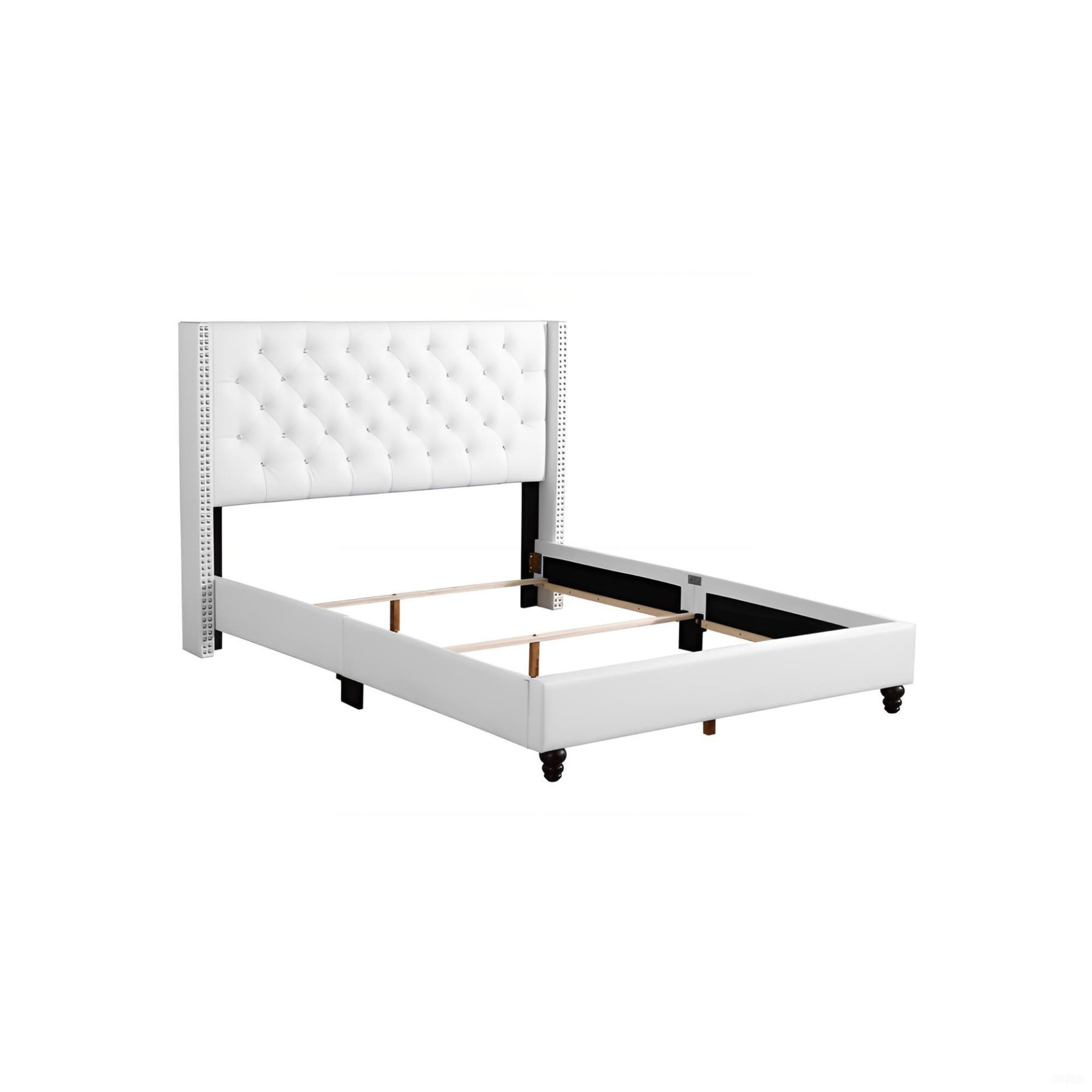 Full Upholstered Bed - White - Image 4