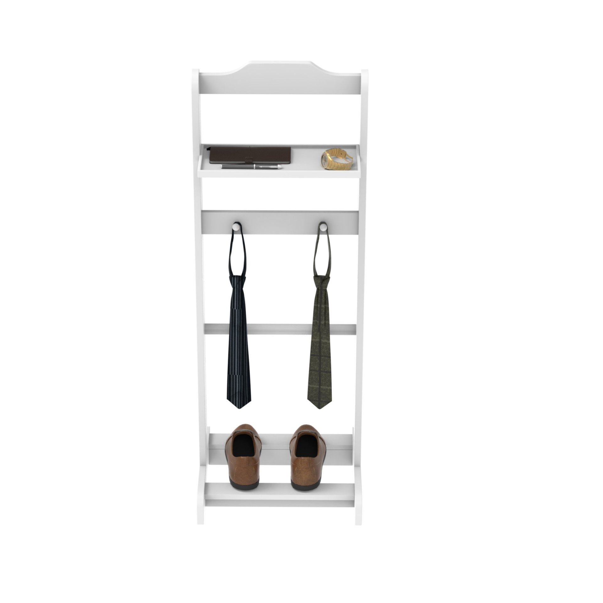 Accent Portable Garment Rack, Clothes Valet Stand With Storage Organizer - White - Image 7
