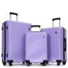 3 Piece Luggage Sets Lightweight Suitcase With Two Hooks, Spinner Wheels, (20/24/28) - Light Purple - Image 18