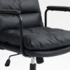 Office Chair, Mid Back Home Office Desk Task Chair With Wheels And Arms Ergonomic Computer Rolling Swivel Chair With Padded Armrest - Black - Image 11
