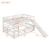 Full Over Full Low Bunk Bed With Slide, Fence And Ladder For Toddler - White - Image 14