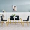 Modern Light Luxury Dining Chair With Gold Metal Legs (Set of 4) - Black - Image 8