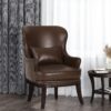 Accent Chair With Nailhead Trim And Birch Wood Legs - Dark Brown - Image 4