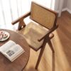 Modern Mid Century Dining Chairs (Set of 2), Rattan Accent Chairs, Comfy Armchairs, Outdoor Wood Chairs With Armrest - Walnut - Image 5