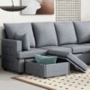 Modern L Shape Modular Sofa, 5 Seat Chenile Sectional Couch Set With 2 Pilows Included, Freely Combinable Indoor Funiture For Living Room, Apartment, Office - Light Gray - Image 4