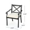 Outdoor Dining Chair Set With Water Resistant Cushions - Black / Ivory - Image 3