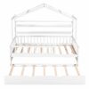 Twin Size House Bed With Trundle, Kids Bed With Shelf - White - Image 4